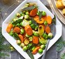 3-in-1 brown-buttered winter vegetables served on a square plate