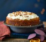 Air-fryer carrot cake on a cake stand