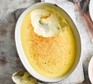 Baked egg custard in a baking dish