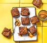 Chai caramel chocolate brownies served on a tray