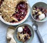 Cherry crumble served in a bowl