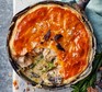 Chicken, morel mushroom & asparagus one-pan pie