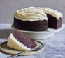 Chocolate stout cake on a cake stand
