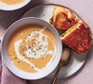Curried swede soup with mango chutney cheese toasties served on the side