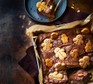 Gingerbread brownies with mini gingerbread figures as the topping