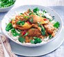 Lamb dopiaza with broccoli rice