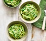 Lemon & greens pesto pasta served in 3 bowls