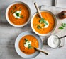 Three bowls of mulligatawny soup