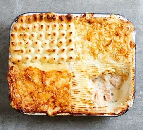 Fish pie recipes Fish pie with textured topping in rectangular dish