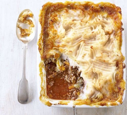 Shepherd's pie collection Shepherd's pie in a square dish with a spoon