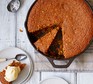 Sticky ginger parkin served in a skillet
