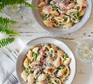 Pea & ham pasta in two bowls