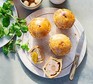 A plate serving pickled onion pork pies