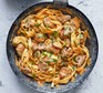 Pasta and meatballs in pan