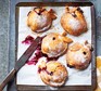 A baking tray serving 5 spiced apple & blackberry hand pies