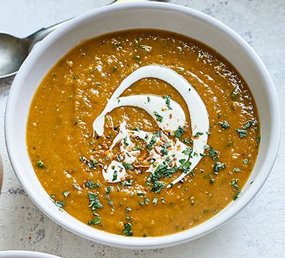 Autumn soup recipes Spiced lentil & butternut squash soup