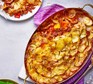 Spicy beef & black bean pie in an oval dish