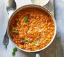 A pan serving tomato & mascarpone risotto