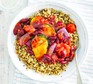 A bowl of veggie chilli on rice
