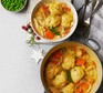 Waste-nothing chicken & dumpling stew in two bowls